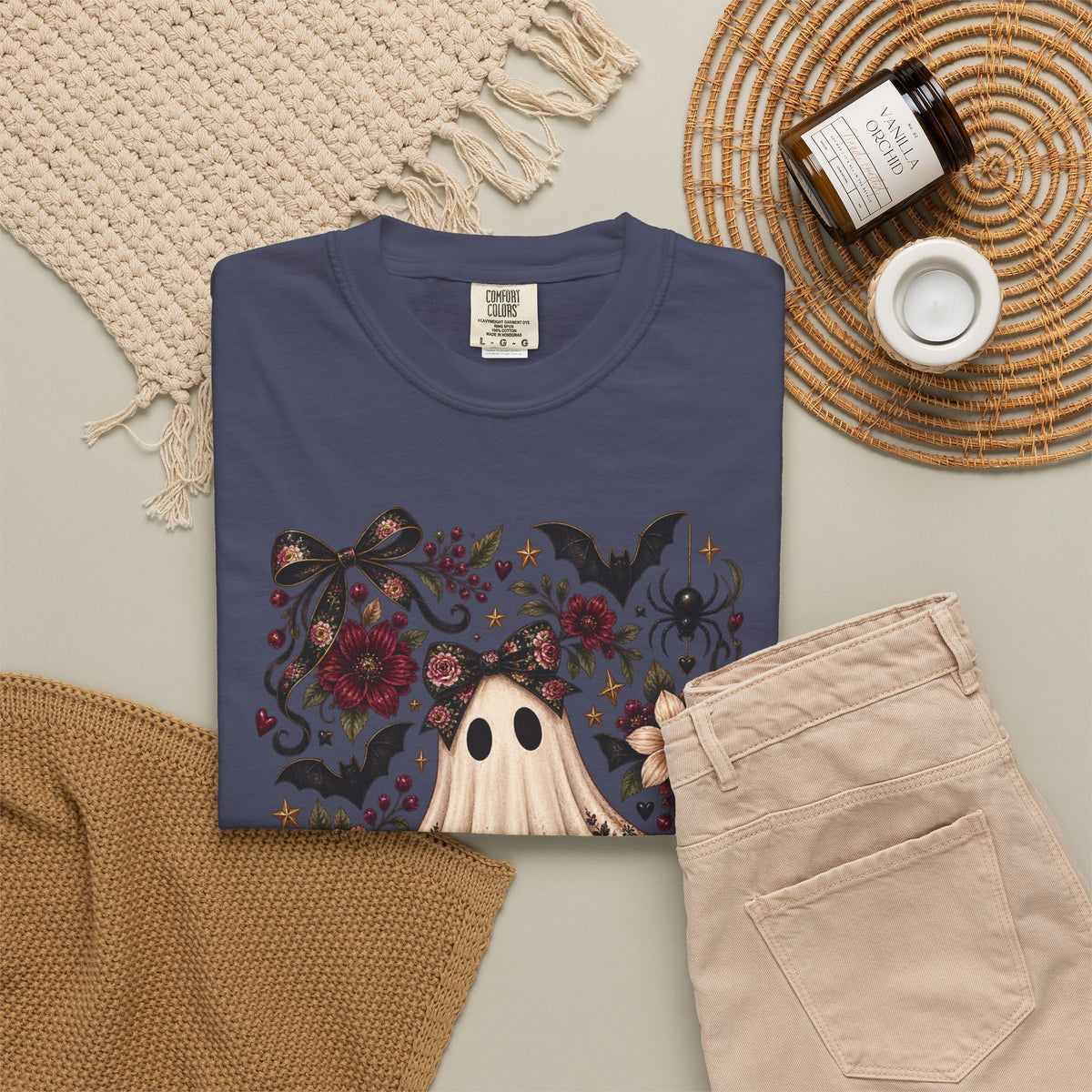 Vintage Floral Ghost T-Shirt — Cute Spooky Halloween Tee