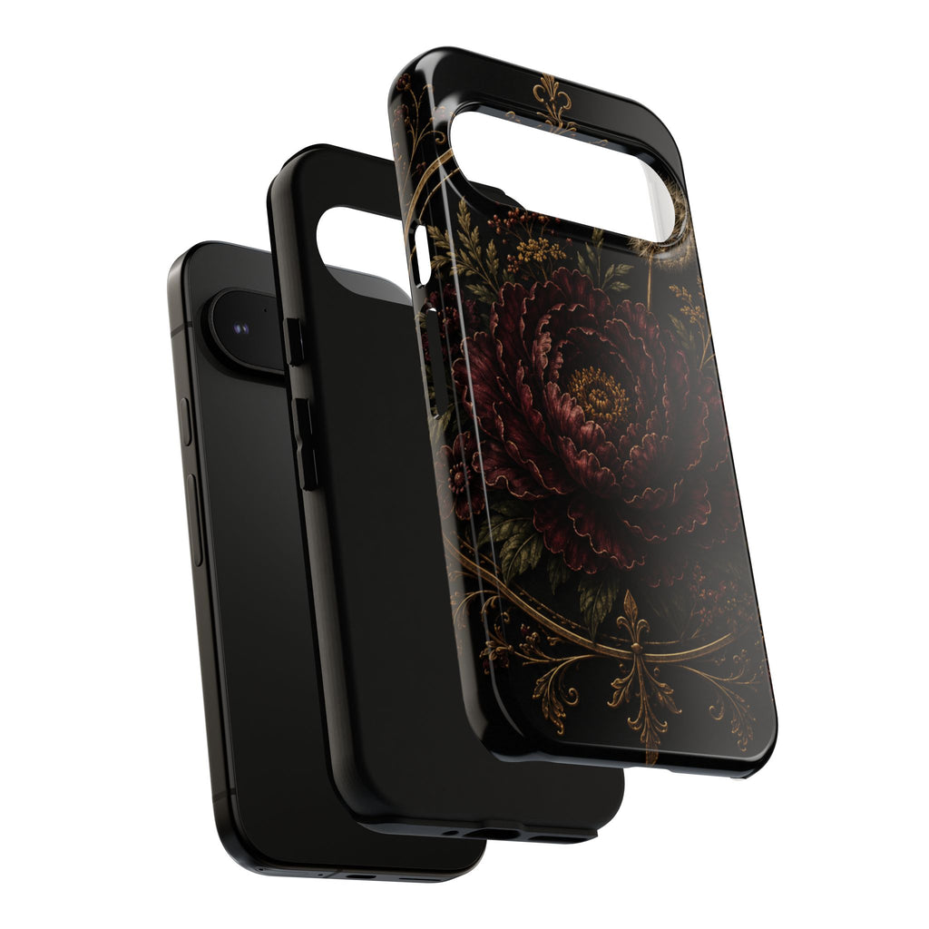 Midnight Garden Tough Case – Vintage Dark Floral Phone Case (Antique Dahlia & Dandelion)