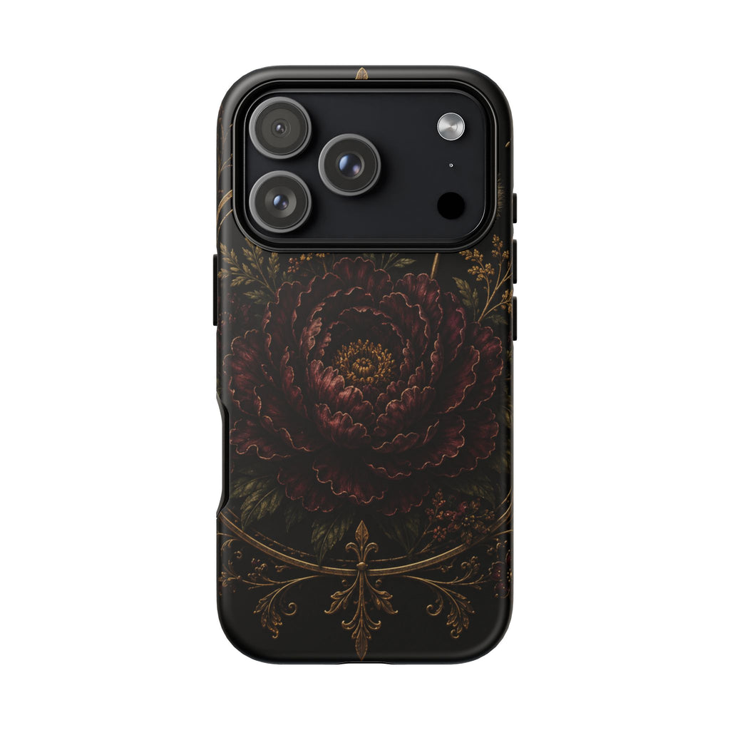 Midnight Garden Tough Case – Vintage Dark Floral Phone Case (Antique Dahlia & Dandelion)