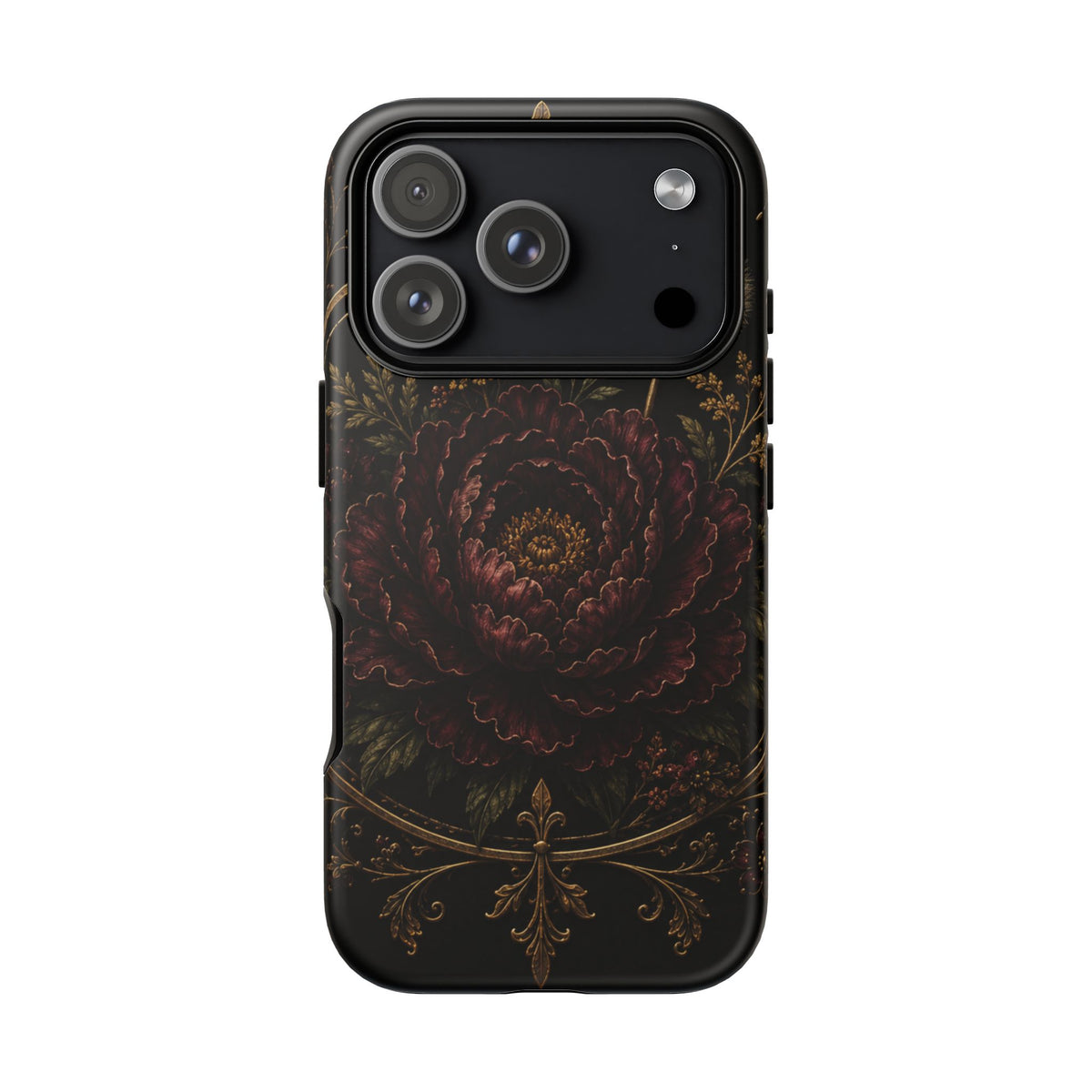 Midnight Garden Tough Case – Vintage Dark Floral Phone Case (Antique Dahlia & Dandelion)