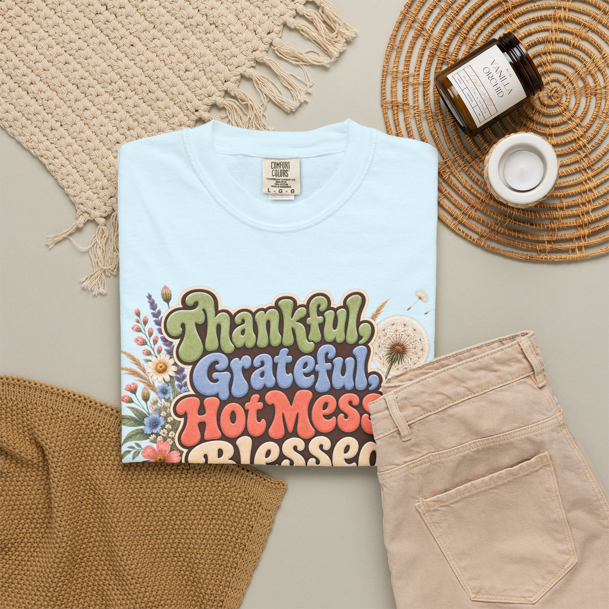 Thankful Grateful Hot Mess Blessed T-Shirt