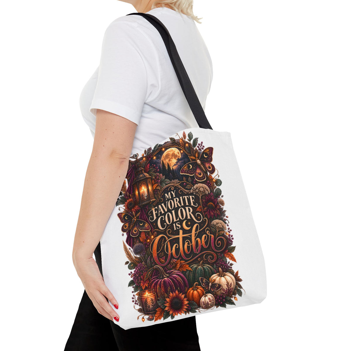 October Tote Bag - "My Favorite Color Is October" Autumn Pumpkin Market Tote