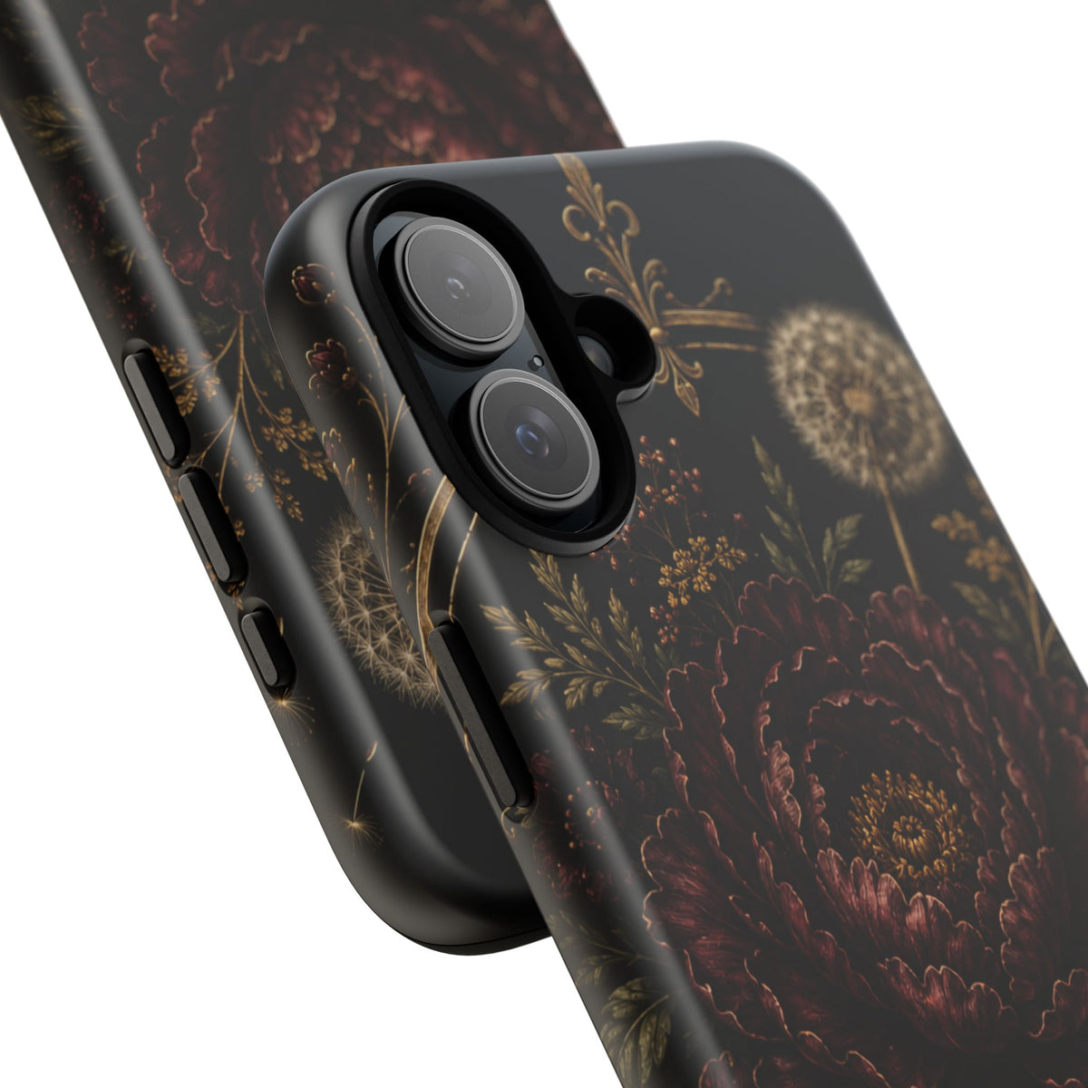 Midnight Garden Tough Case – Vintage Dark Floral Phone Case (Antique Dahlia & Dandelion)