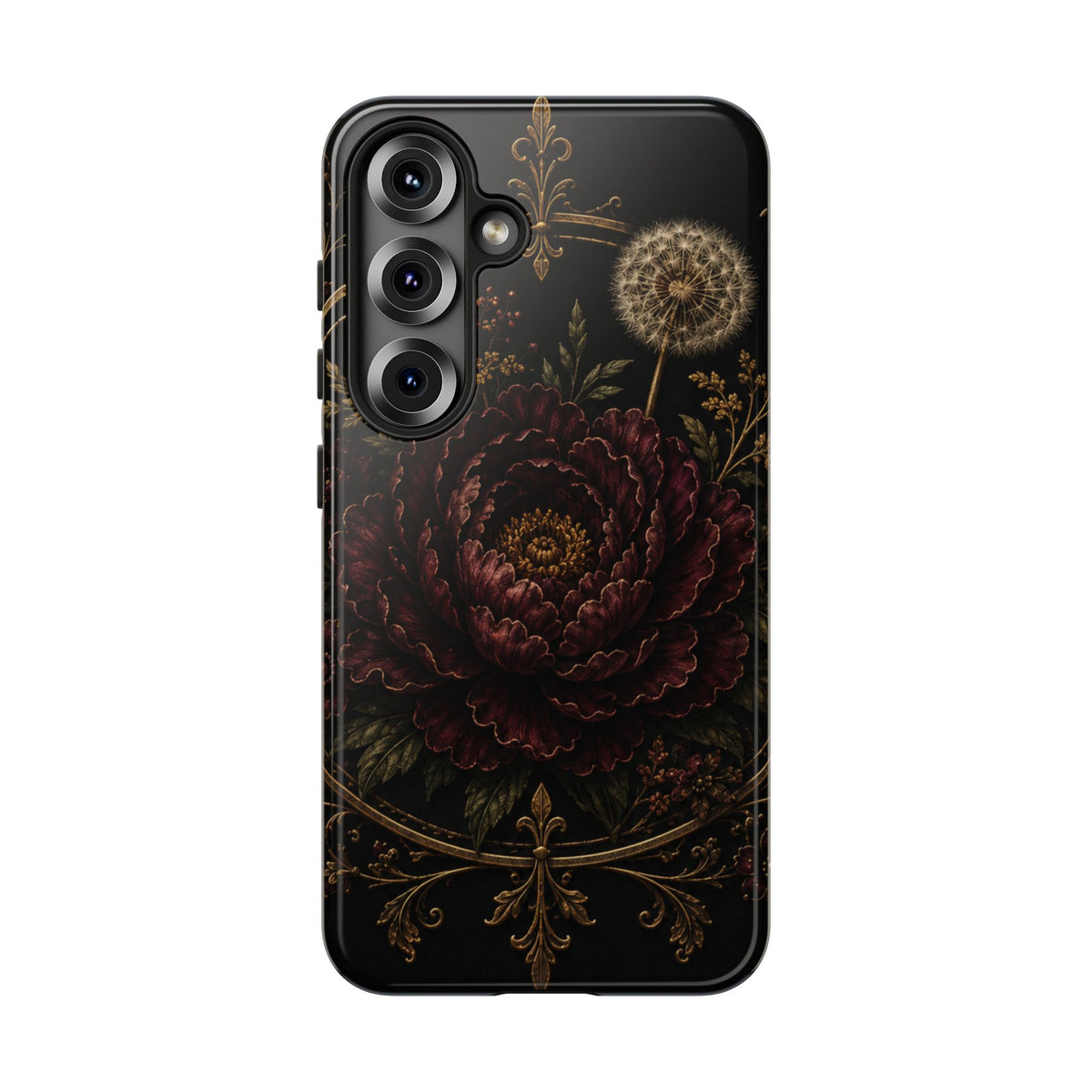 Midnight Garden Tough Case – Vintage Dark Floral Phone Case (Antique Dahlia & Dandelion)