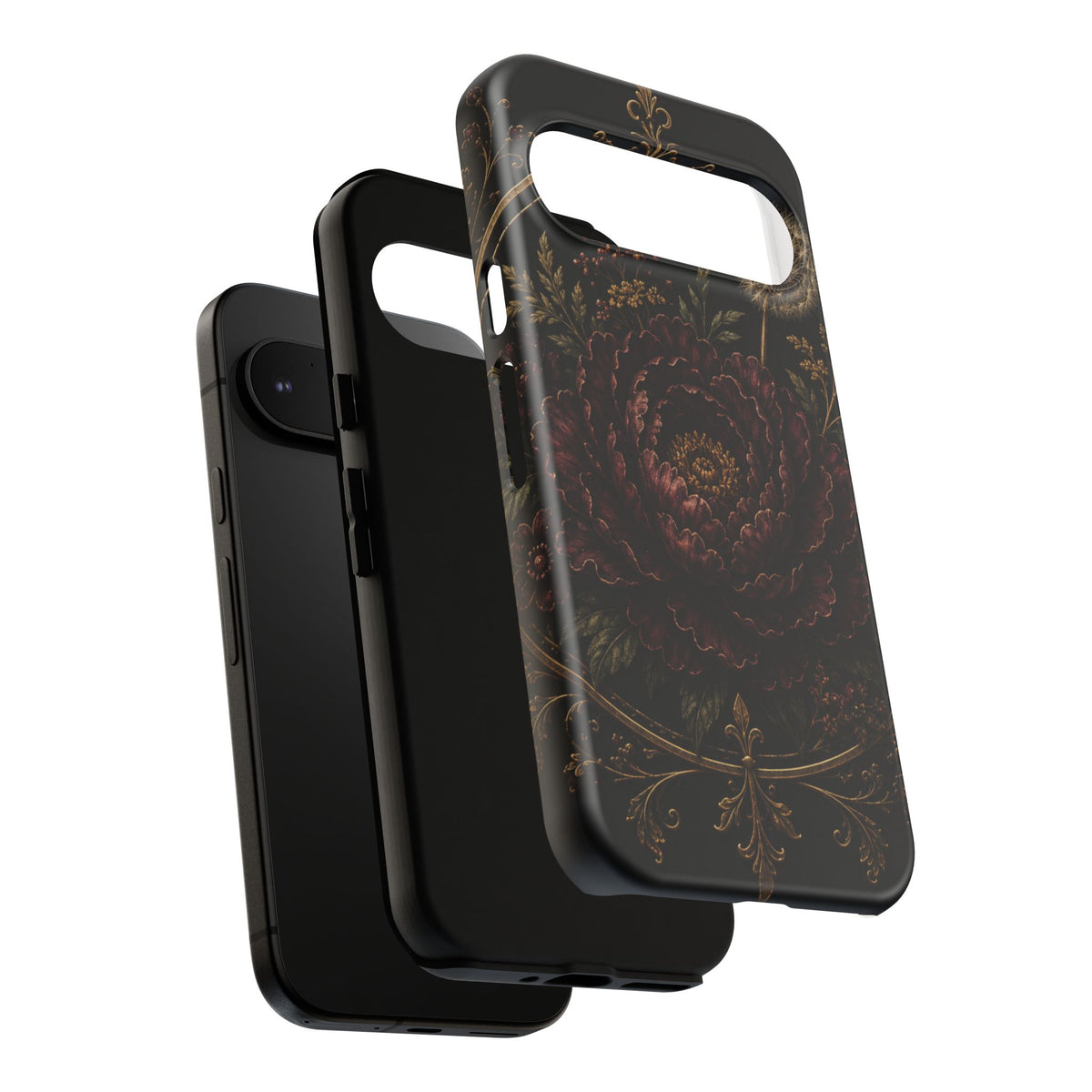 Midnight Garden Tough Case – Vintage Dark Floral Phone Case (Antique Dahlia & Dandelion)