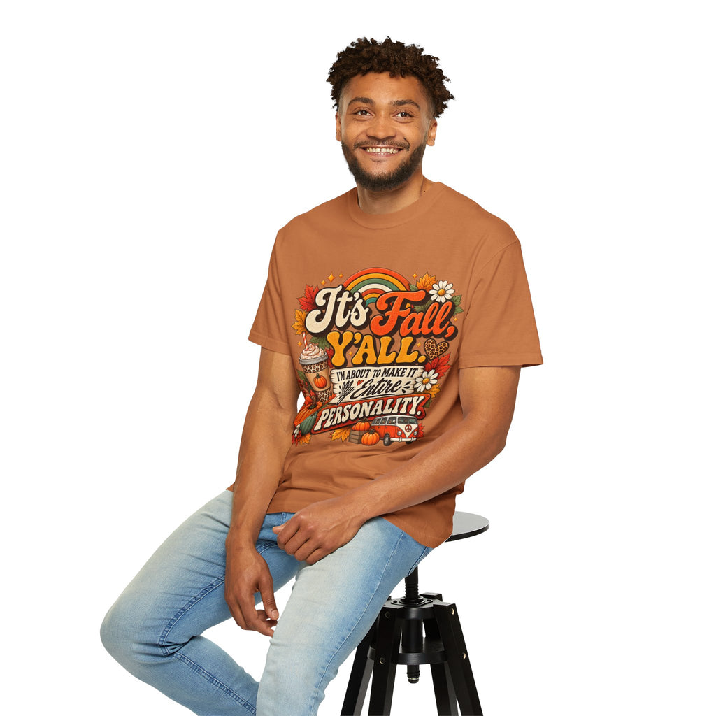 It's Fall Y'all T-Shirt — Fall Pumpkin & Cozy Coffee Graphic Tee