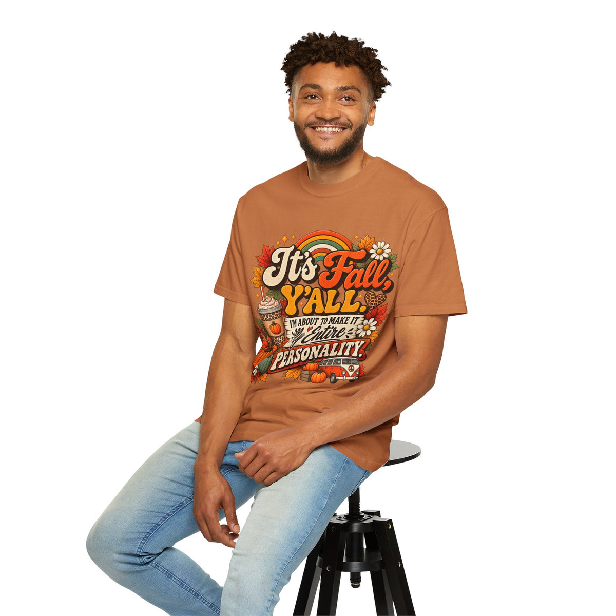 It's Fall Y'all T-Shirt — Fall Pumpkin & Cozy Coffee Graphic Tee