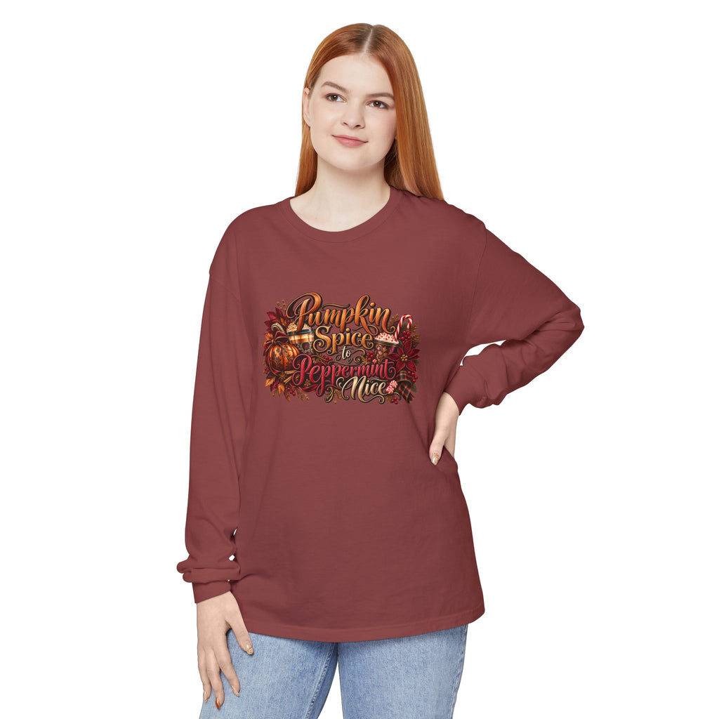 Pumpkin Spice & Peppermint Christmas Long Sleeve T-Shirt