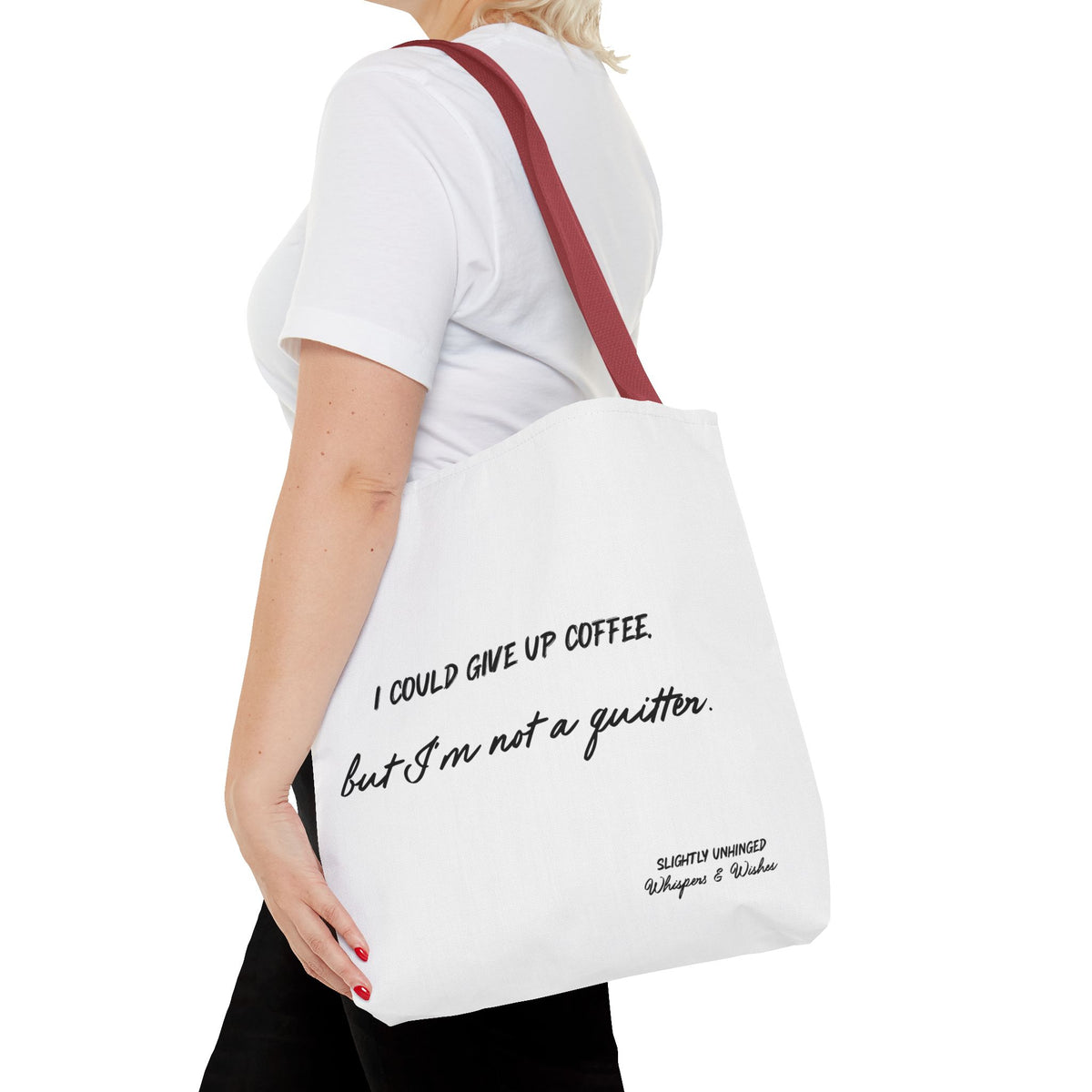 Coffee Lover Tote Bag – "I Could Give Up Coffee But I'm Not a Quitter" Canvas Tote