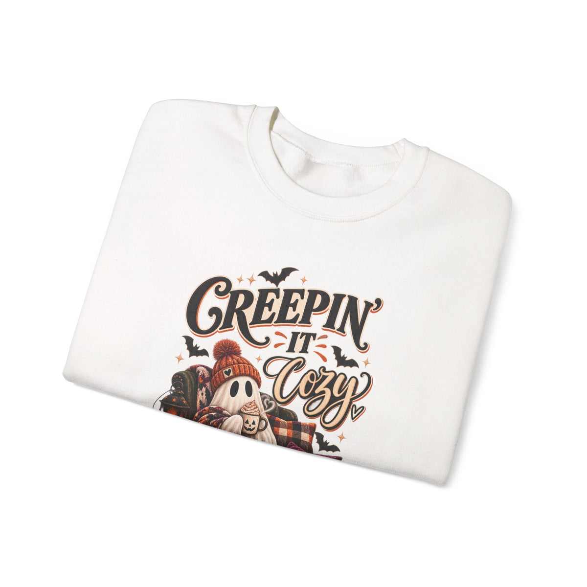 Halloween Crewneck Sweatshirt "Creepin' It's Cozy" — Spooky Cozy Autumn Pullover