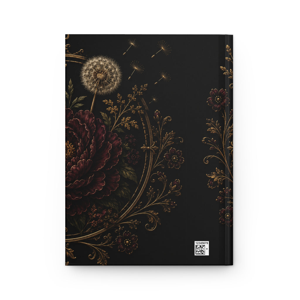 Midnight Garden Floral Velvet Noir Hardcover Journal — Lined Vintage Botanical Notebook
