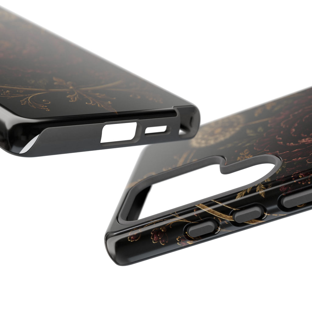 Midnight Garden Tough Case – Vintage Dark Floral Phone Case (Antique Dahlia & Dandelion)