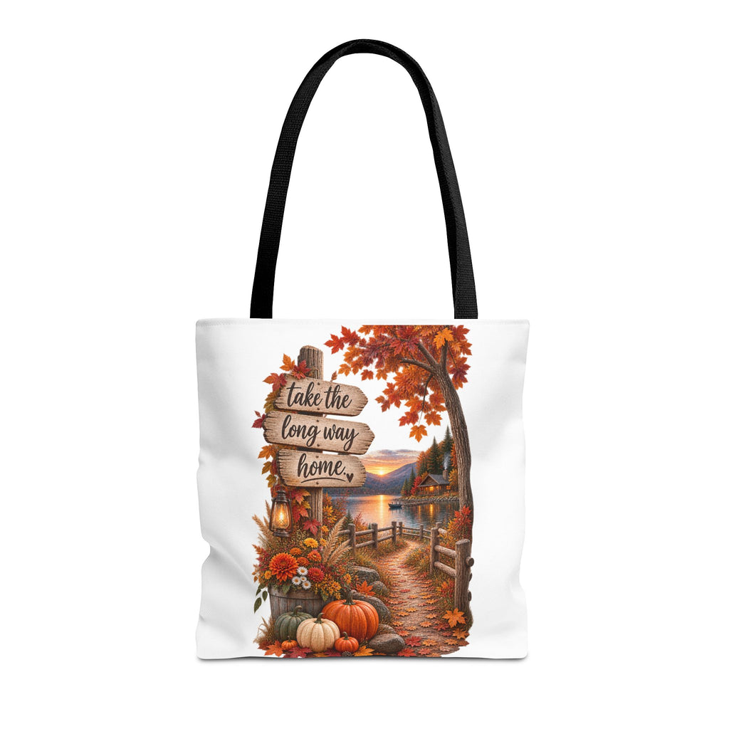 Autumn Harvest Tote Bag — "Take the Long Way Home" Fall Scenic Bag