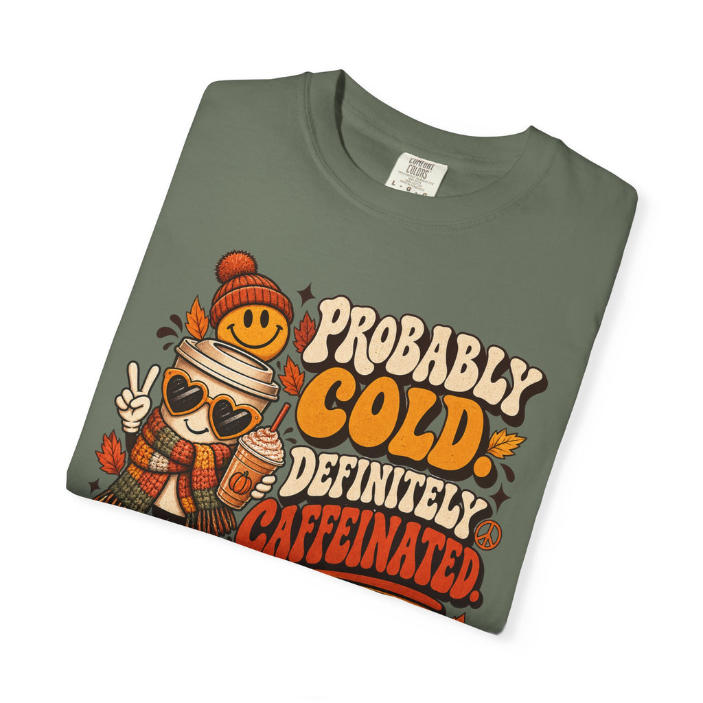 Fall Coffee Tee — "Probably Cold, Definitely Caffeinated, Emotionally Attached to Fall" T-Shirt