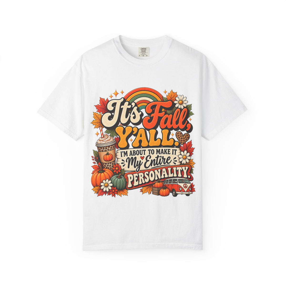 It's Fall Y'all T-Shirt — Fall Pumpkin & Cozy Coffee Graphic Tee