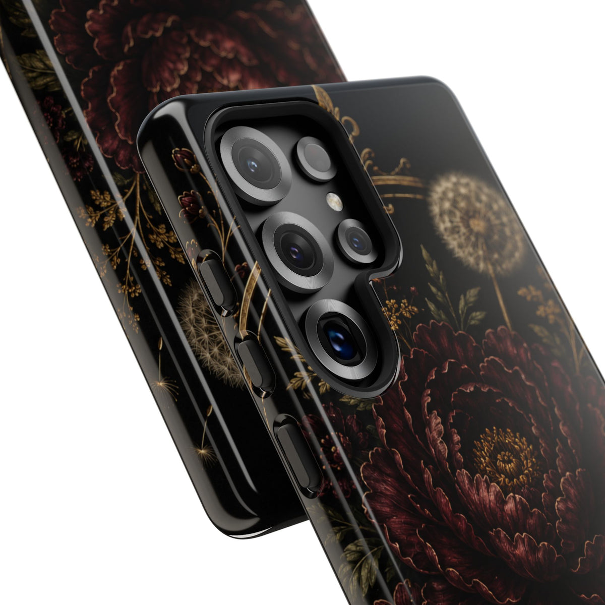 Midnight Garden Tough Case – Vintage Dark Floral Phone Case (Antique Dahlia & Dandelion)