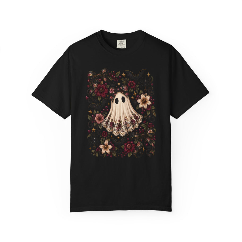 Vintage Floral Ghost T-Shirt — Cute Spooky Halloween Tee
