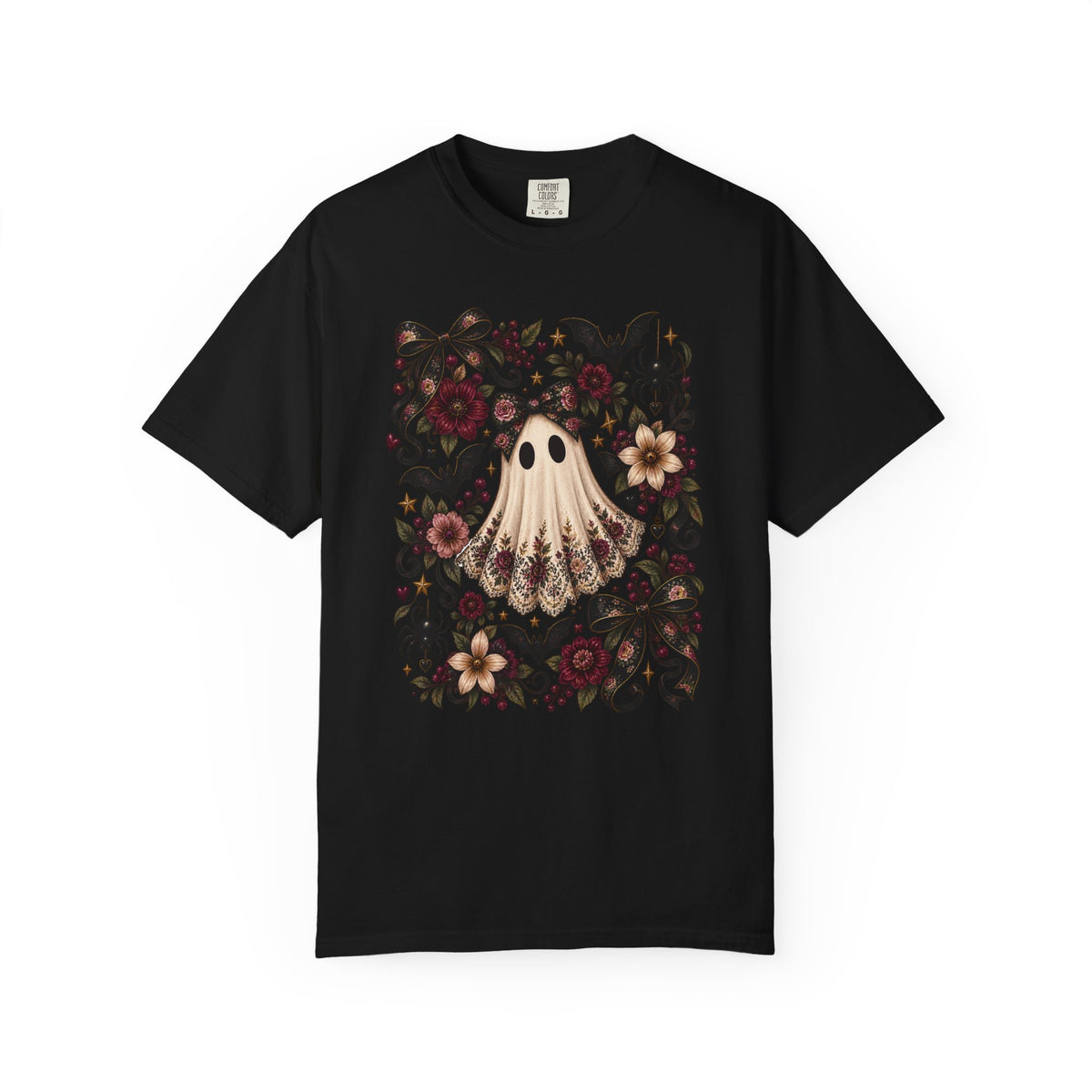 Vintage Floral Ghost T-Shirt — Cute Spooky Halloween Tee