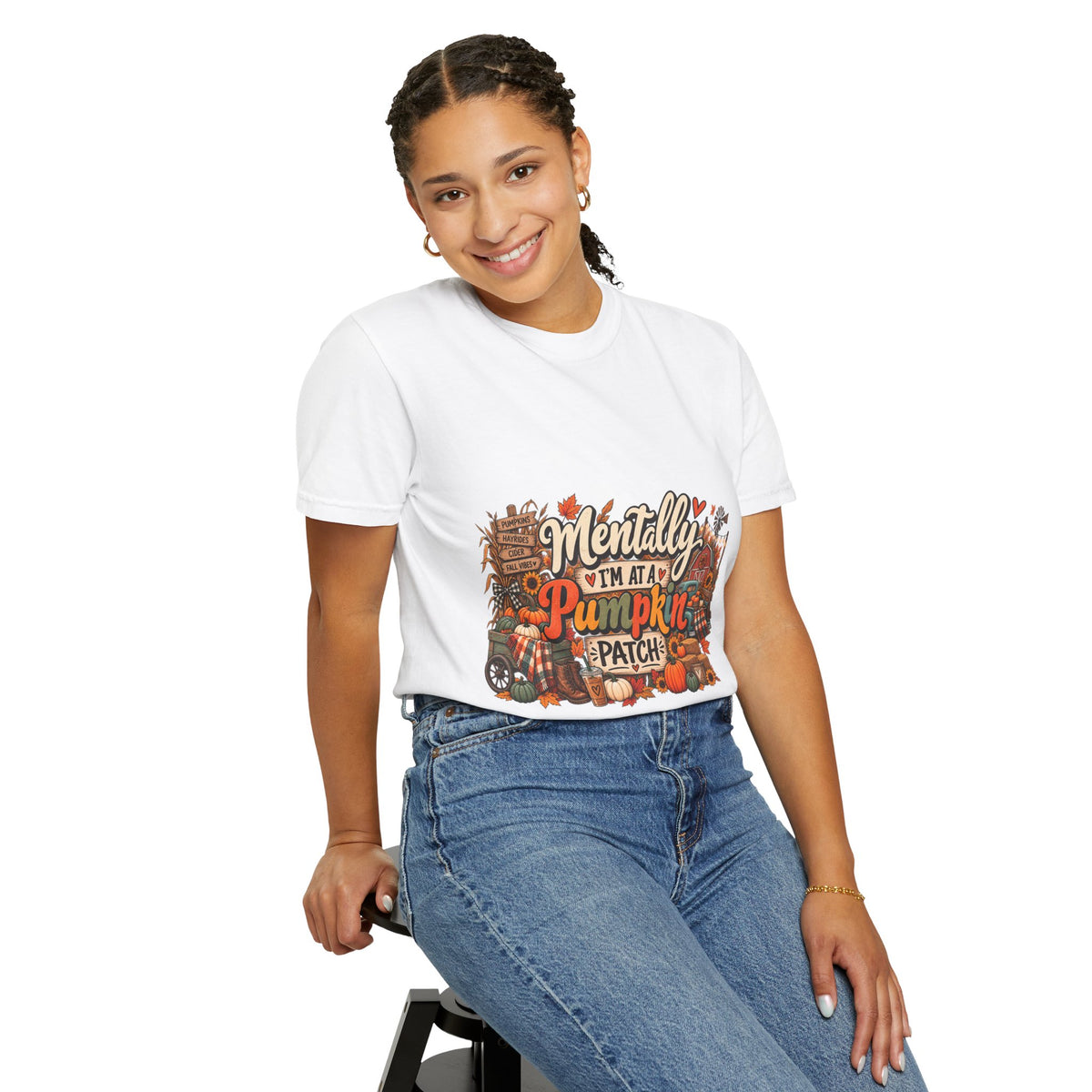 T-Shirt — "Mentally I’m at a Pumpkin Patch" Fall Graphic Tee