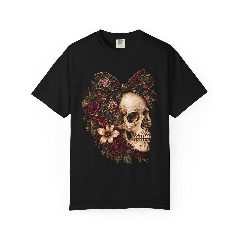 Skull & Roses T-Shirt — Floral Skull Graphic Tee