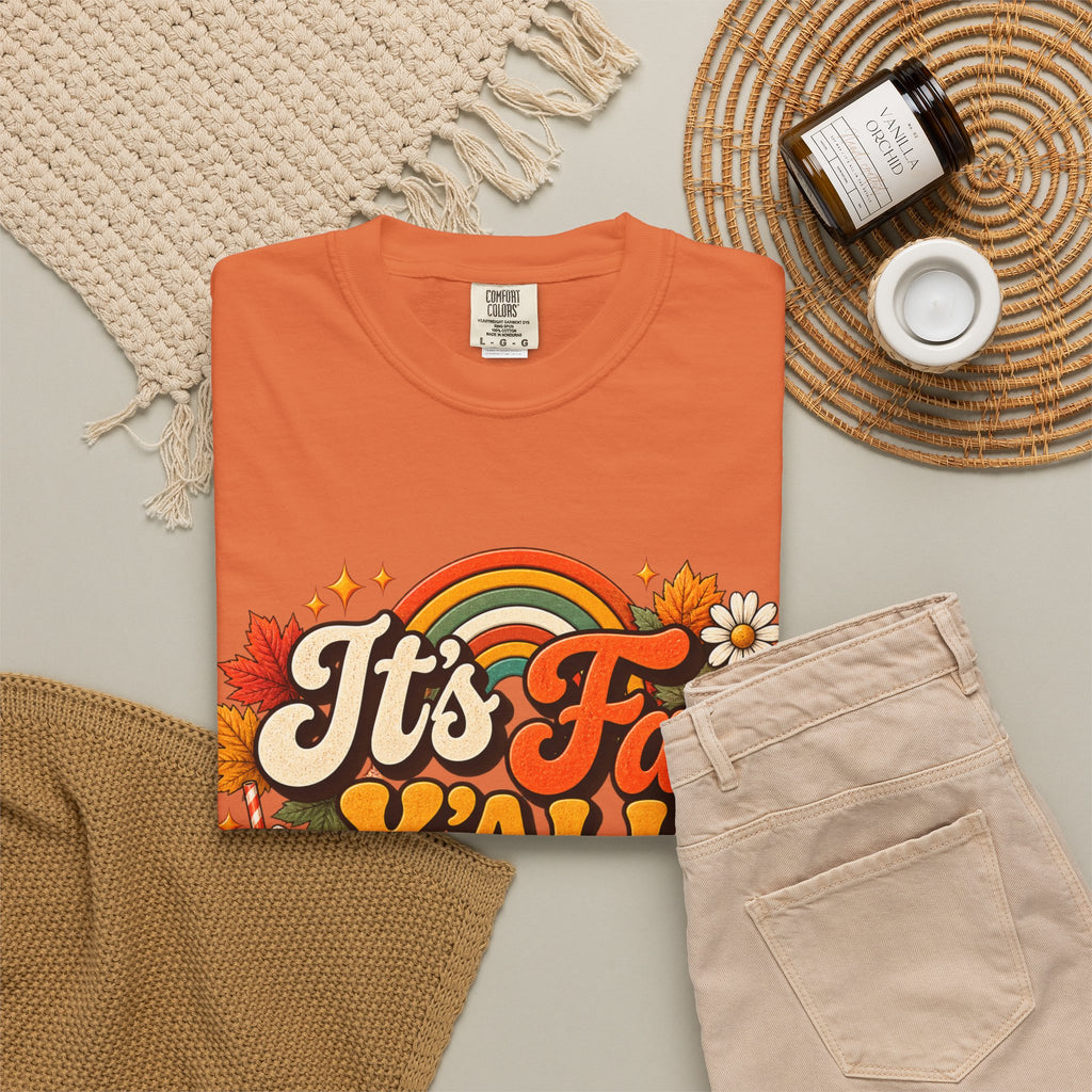 It's Fall Y'all T-Shirt — Fall Pumpkin & Cozy Coffee Graphic Tee