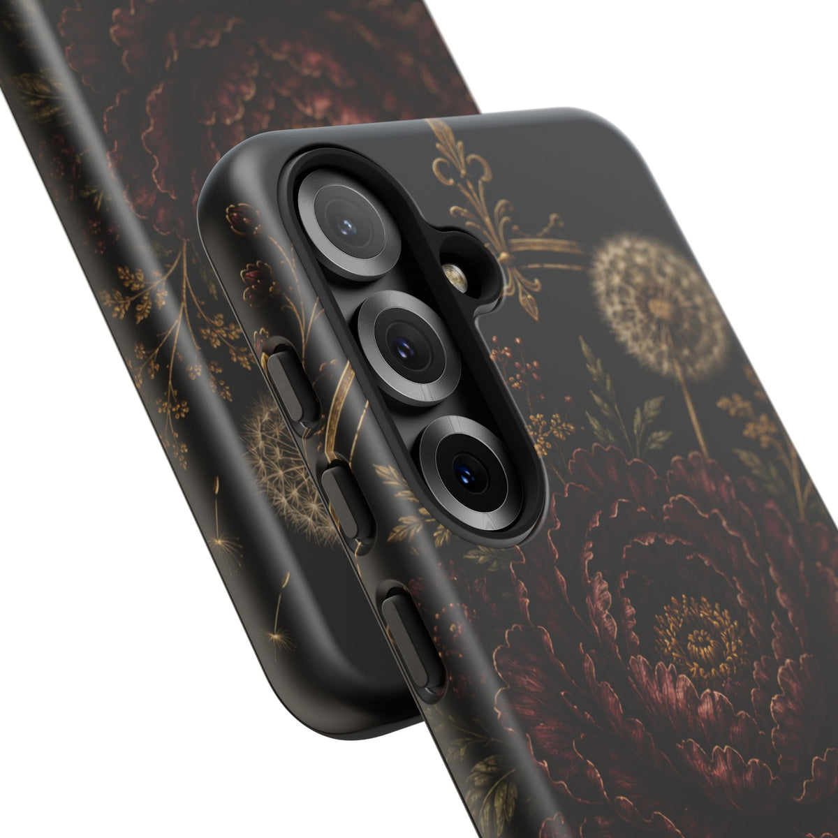 Midnight Garden Tough Case – Vintage Dark Floral Phone Case (Antique Dahlia & Dandelion)