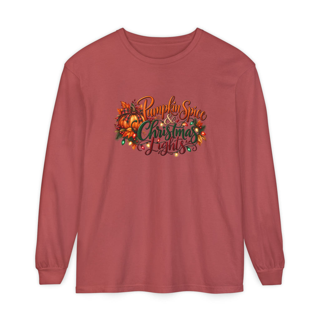 Pumpkin Spice and Christmas Lights Long Sleeve T-Shirt