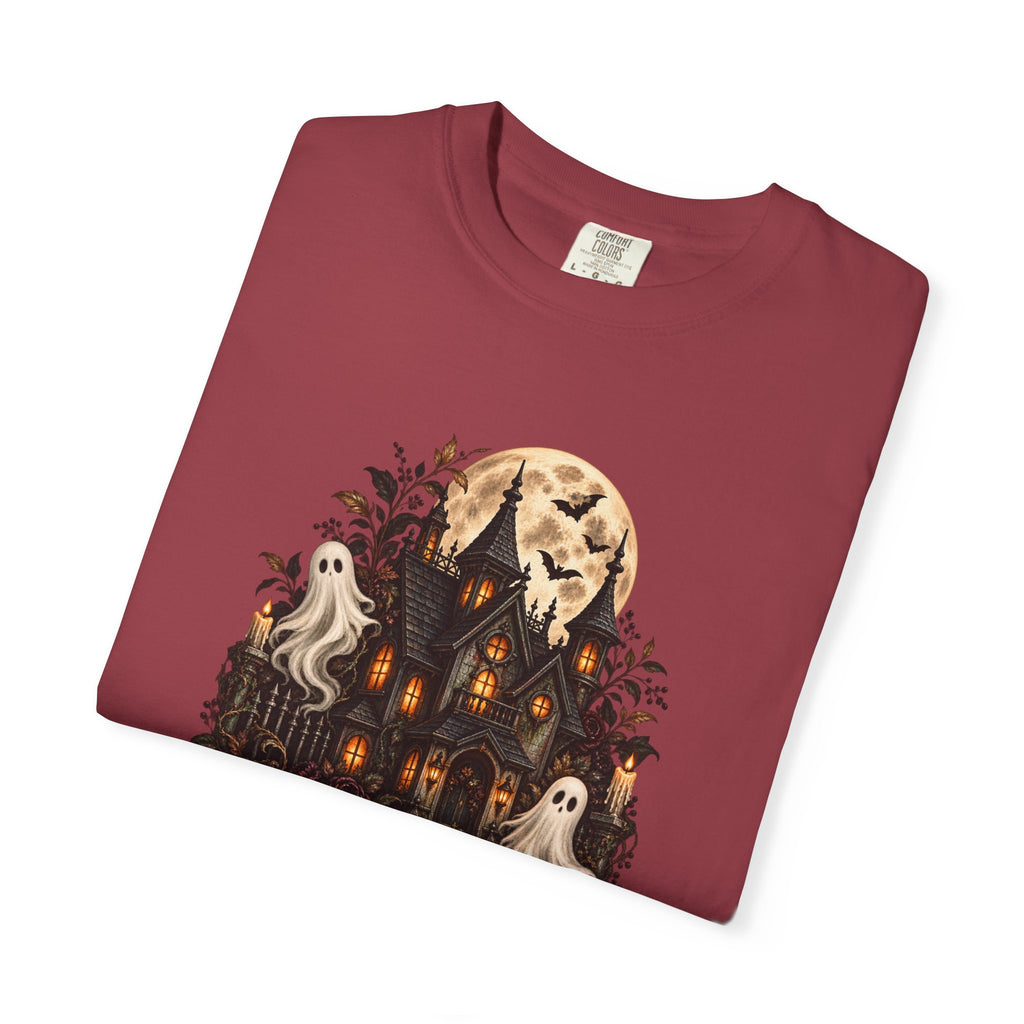 Halloween Haunted House T-Shirt — Spooky Ghosts & Pumpkins Tee