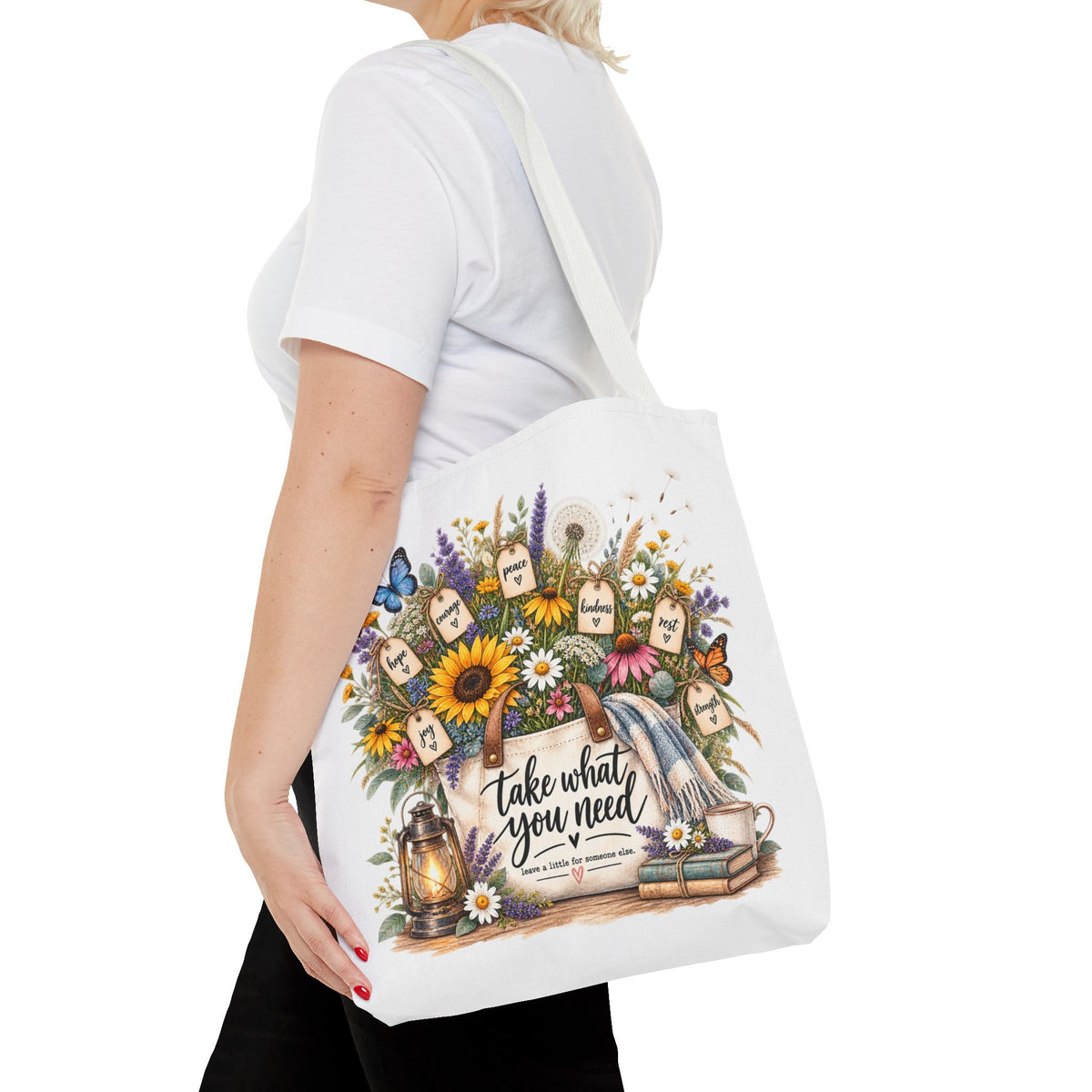 Floral 'Take What You Need' Tote Bag