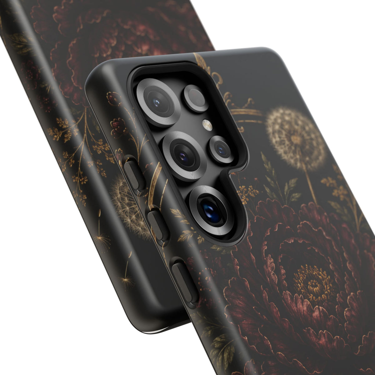 Midnight Garden Tough Case – Vintage Dark Floral Phone Case (Antique Dahlia & Dandelion)