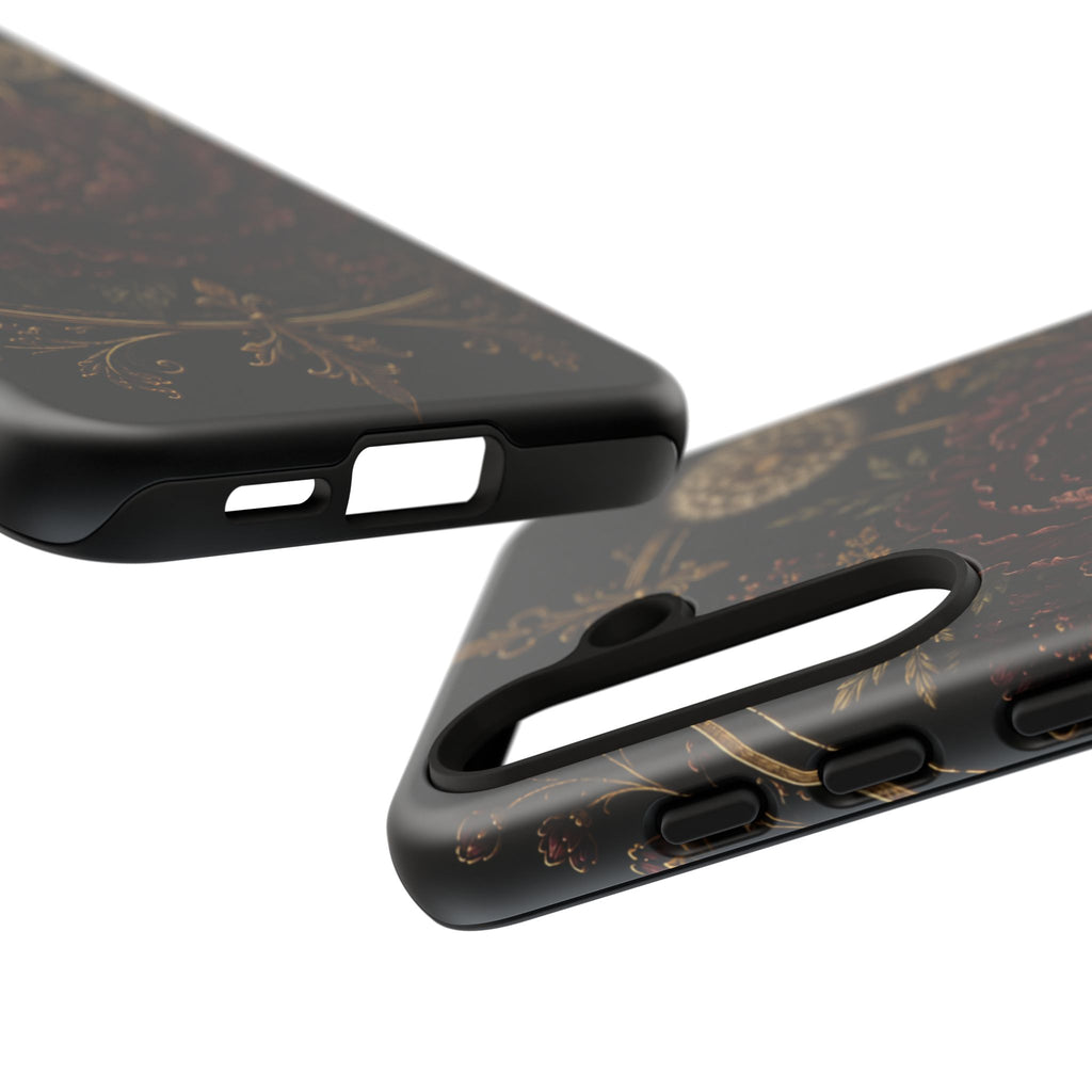 Midnight Garden Tough Case – Vintage Dark Floral Phone Case (Antique Dahlia & Dandelion)