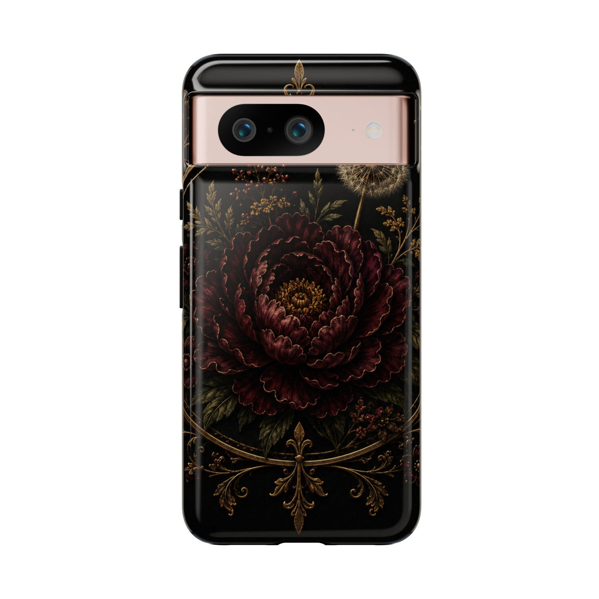 Midnight Garden Tough Case – Vintage Dark Floral Phone Case (Antique Dahlia & Dandelion)