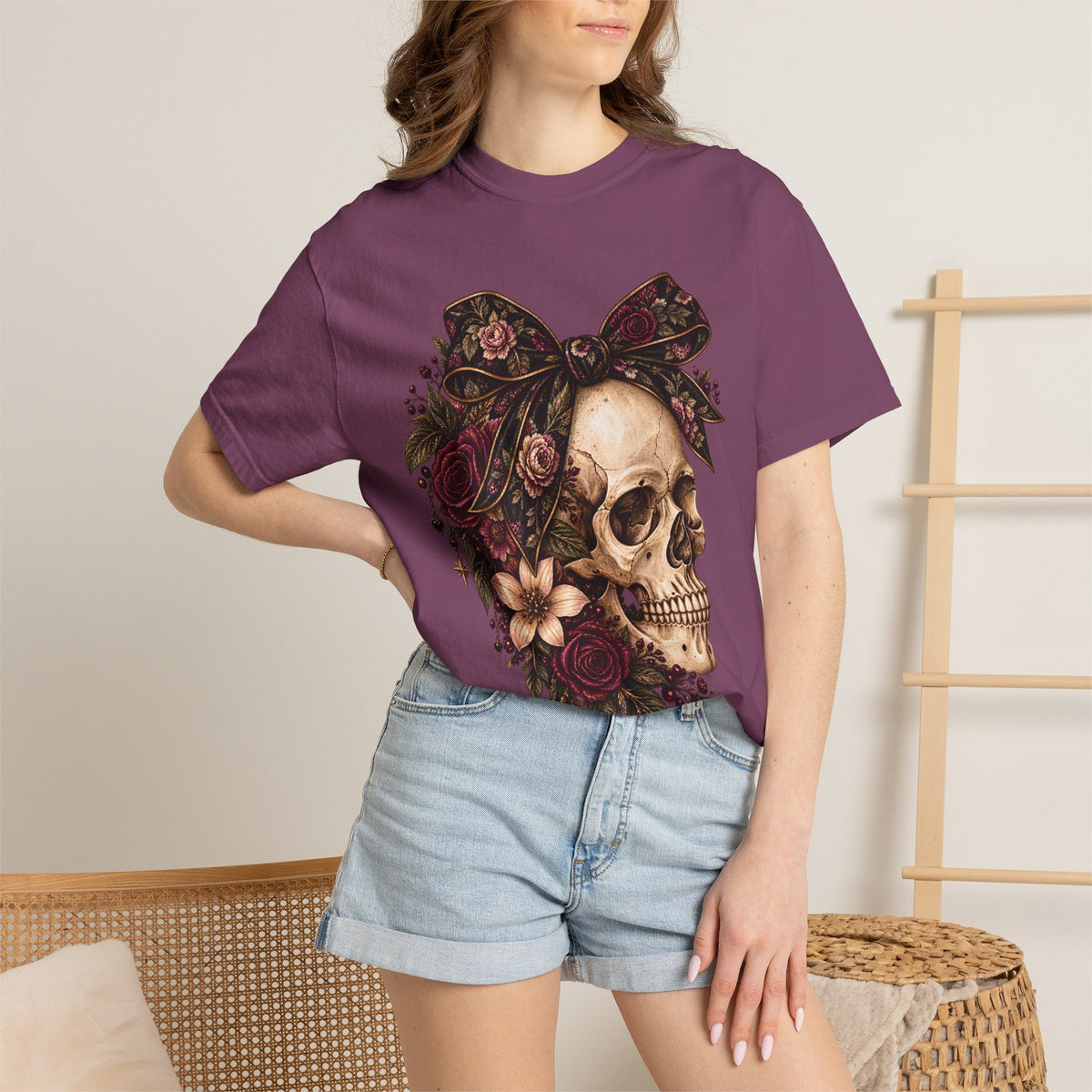 Skull & Roses T-Shirt — Floral Skull Graphic Tee
