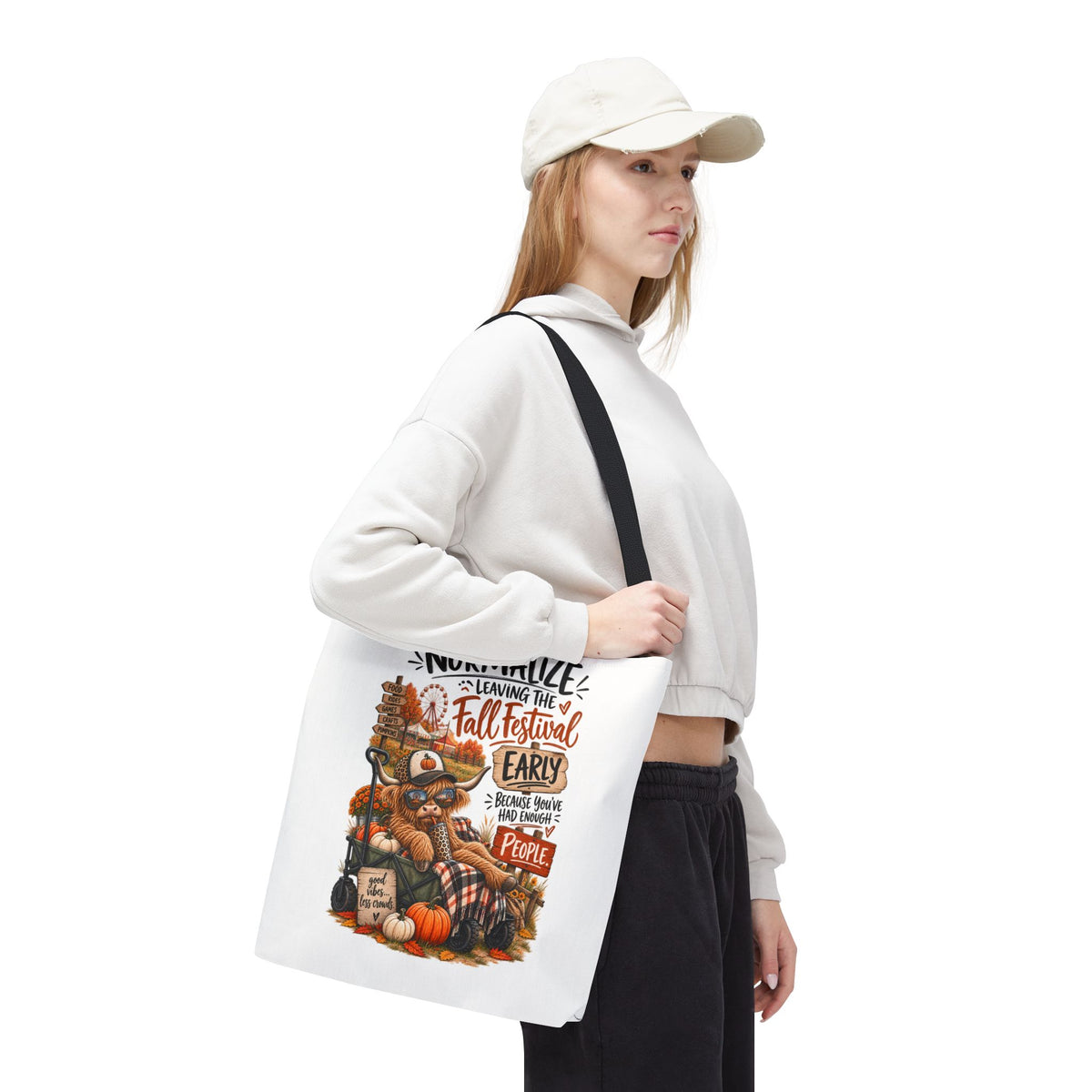 Fall Festival Tote Bag - "Normalize Leaving the Fall Festival Early" Autumn Pumpkin Market Shopper