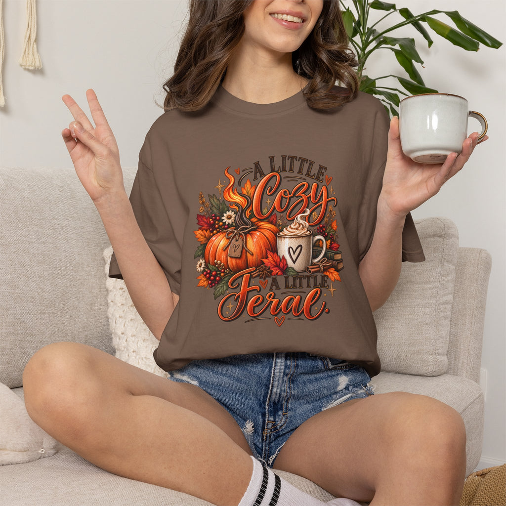 Cozy A Little Cozy A Little Feral Fall Pumpkin T-Shirt