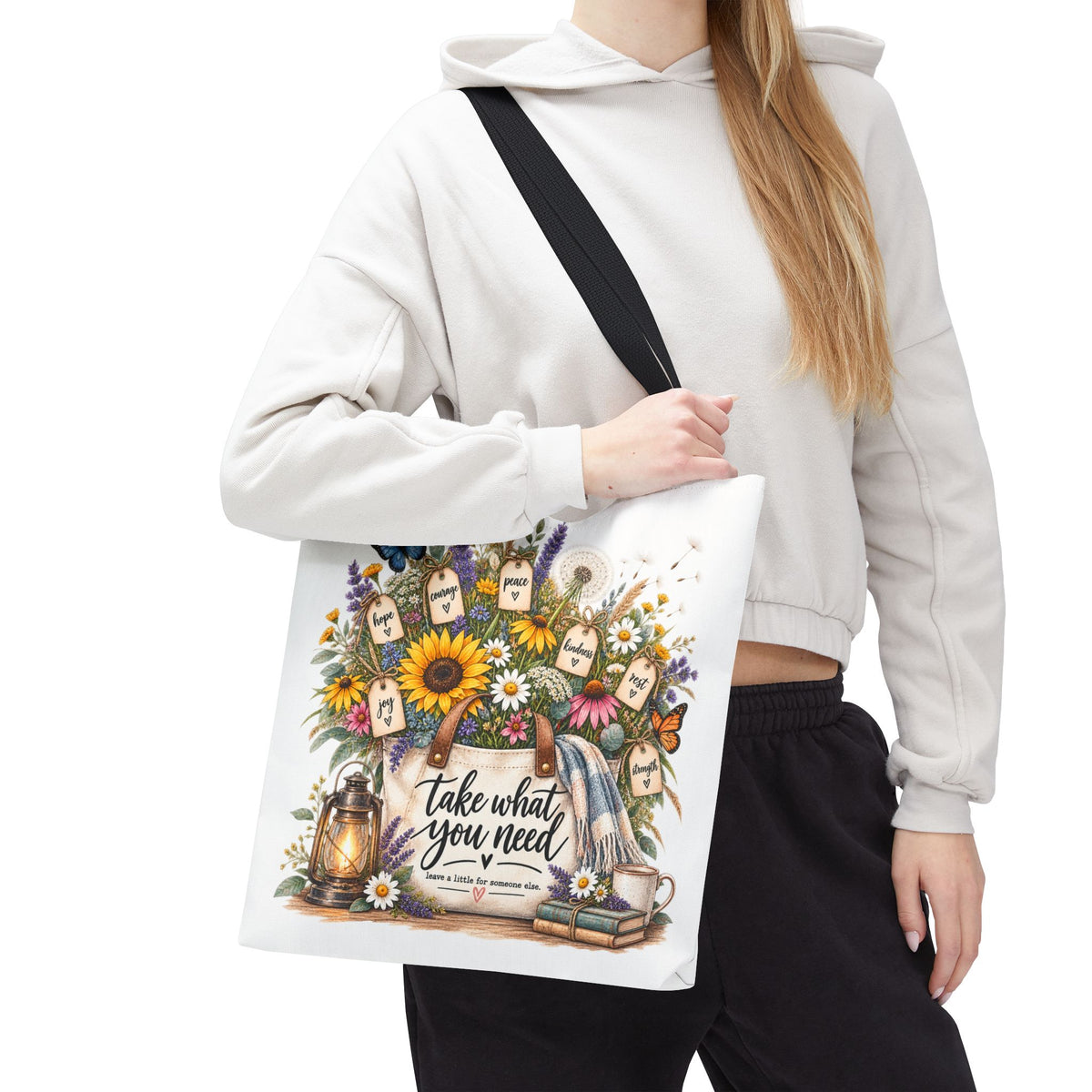 Floral 'Take What You Need' Tote Bag