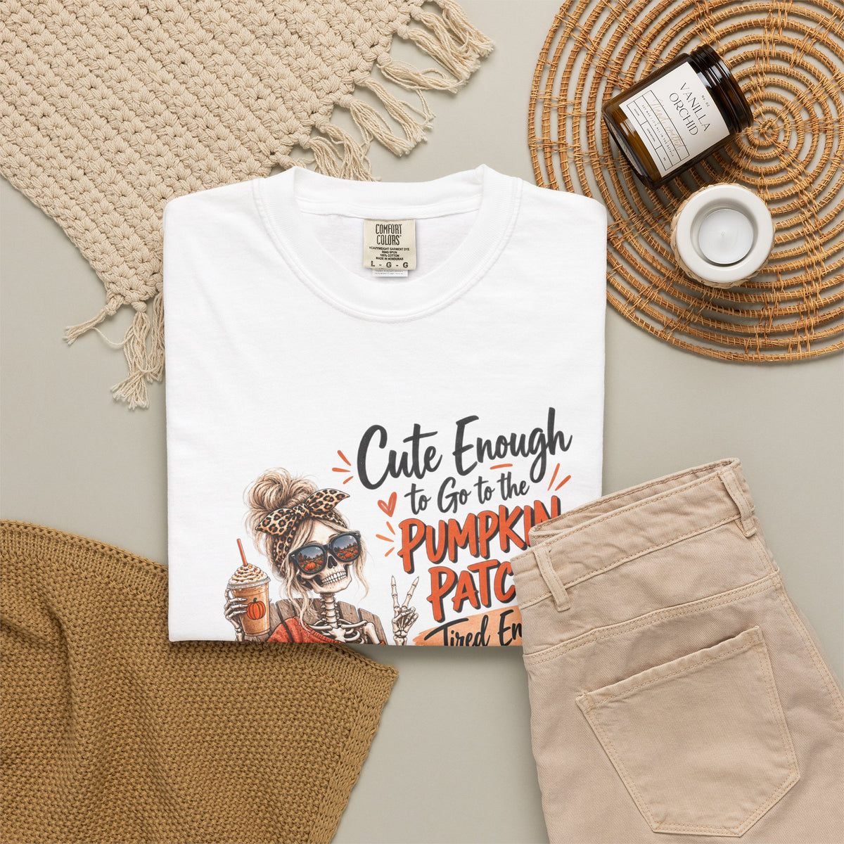 Halloween Pumpkin Patch T-Shirt — “Cute Enough to Go to the Pumpkin Patch, Tired Enough to Cancel”