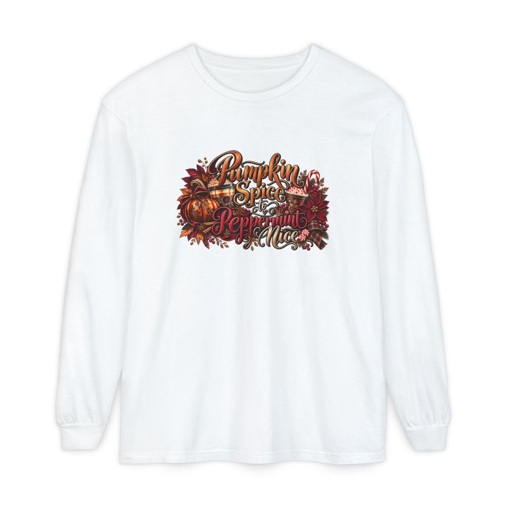 Pumpkin Spice & Peppermint Christmas Long Sleeve T-Shirt