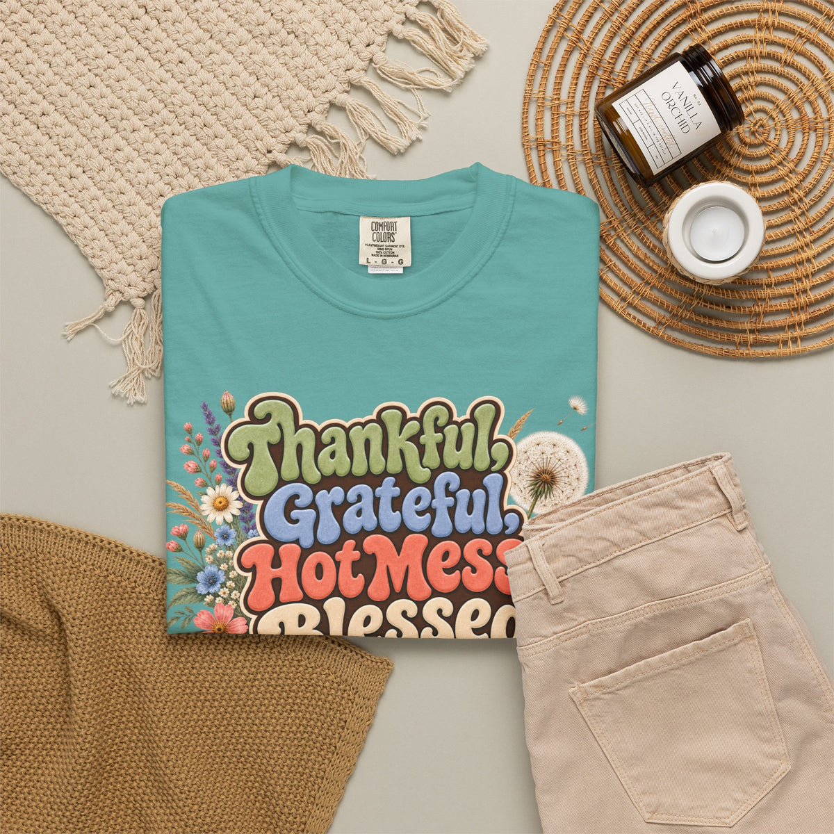 Thankful Grateful Hot Mess Blessed T-Shirt