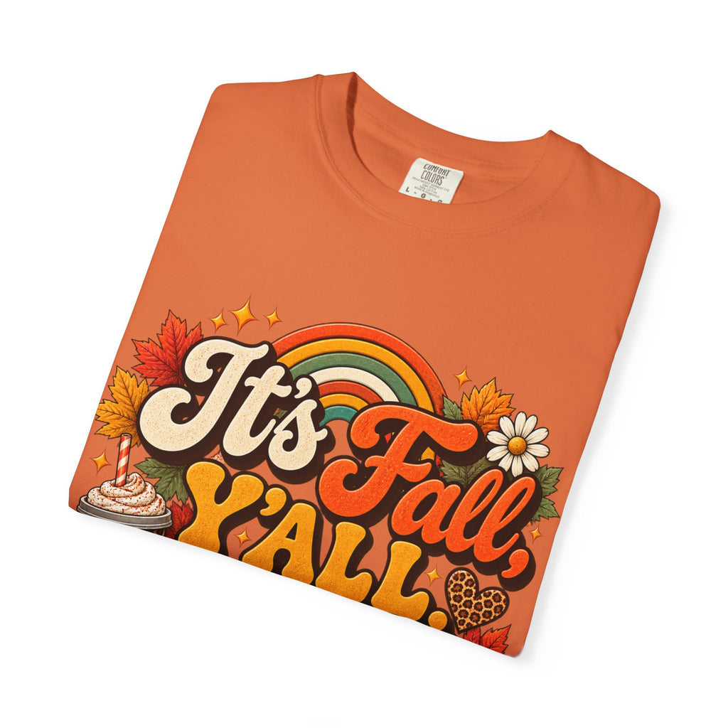 It's Fall Y'all T-Shirt — Fall Pumpkin & Cozy Coffee Graphic Tee