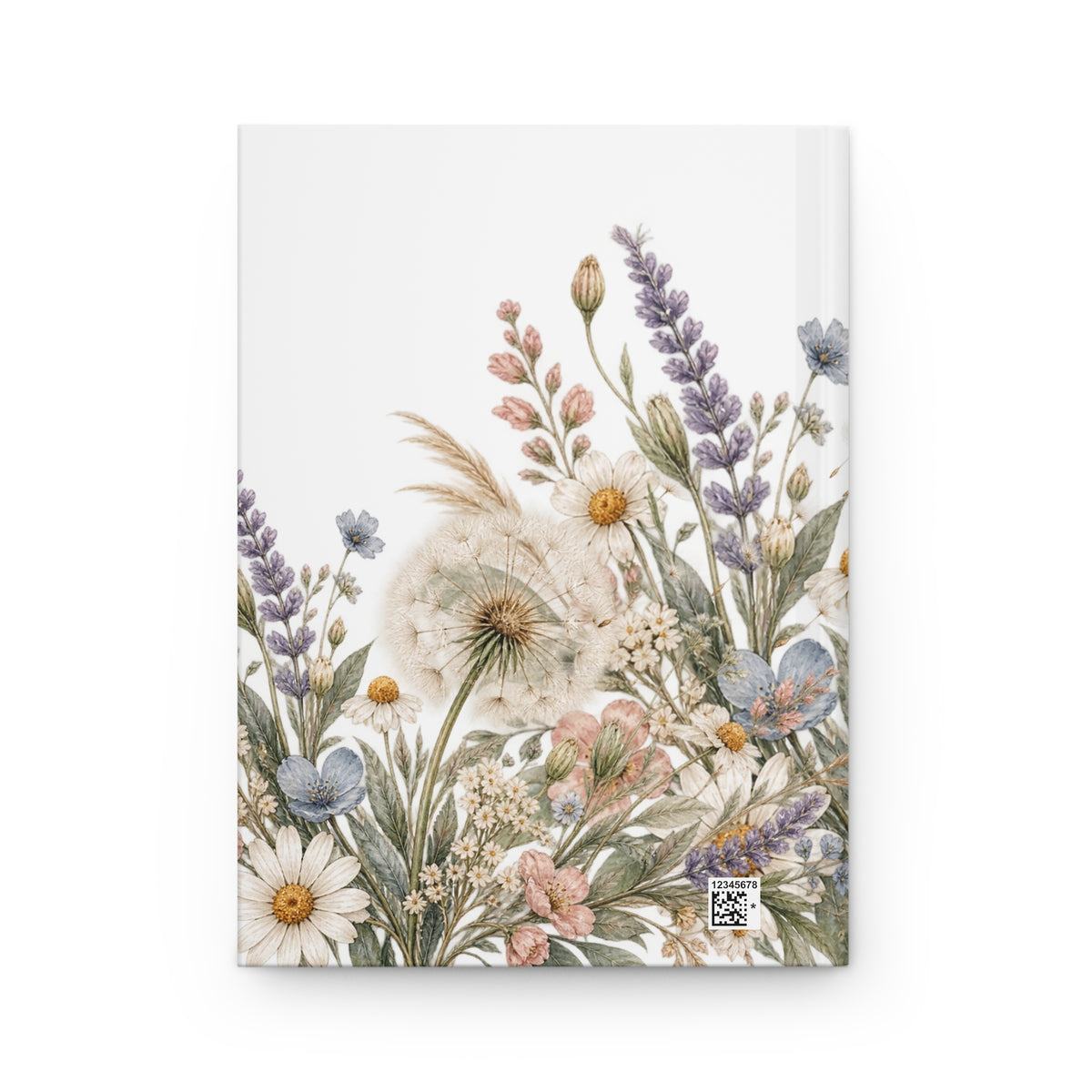 Wild Blooms Floral Dandelion Hardcover Journal — Lined Rustic Wildflower Notebook
