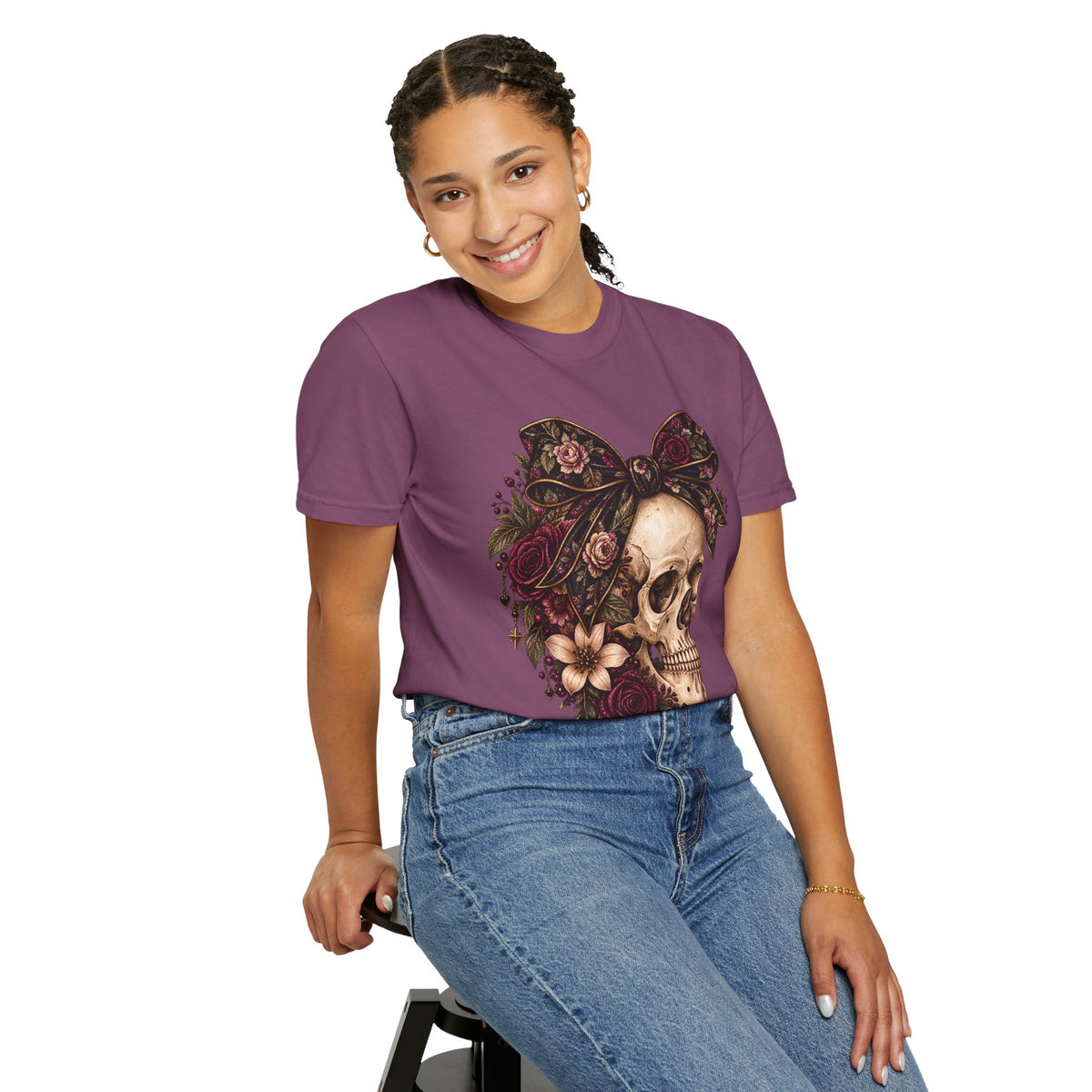 Skull & Roses T-Shirt — Floral Skull Graphic Tee