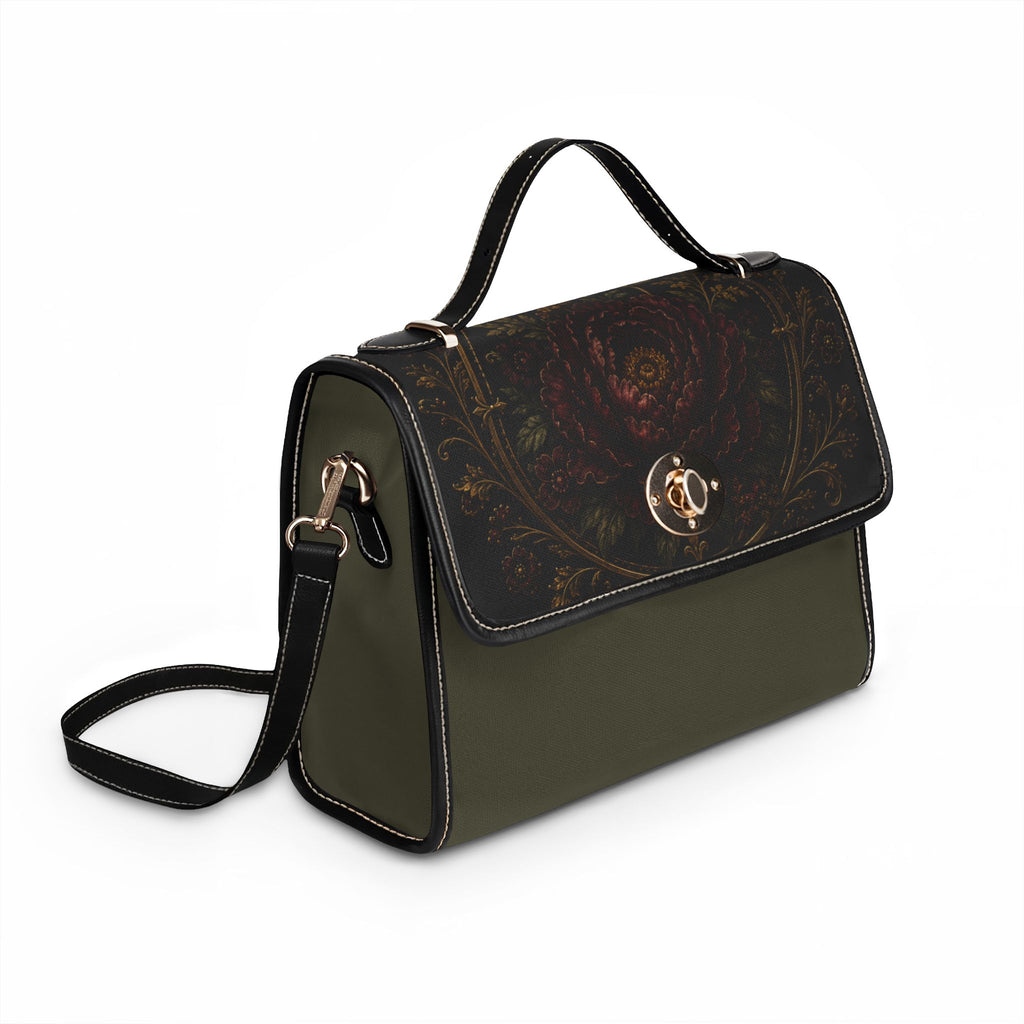 Midnight Garden Vintage Floral Waterproof Canvas Crossbody Bag