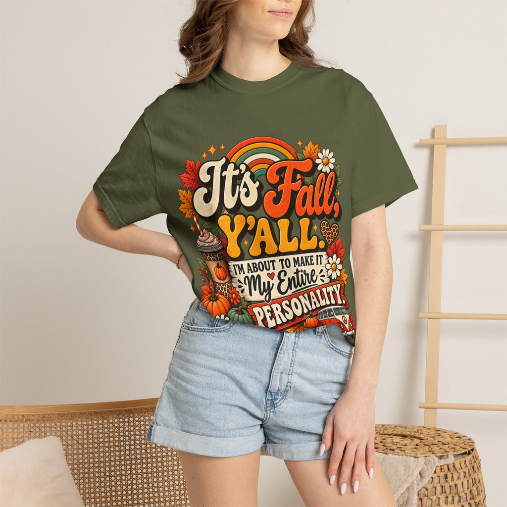 It's Fall Y'all T-Shirt — Fall Pumpkin & Cozy Coffee Graphic Tee