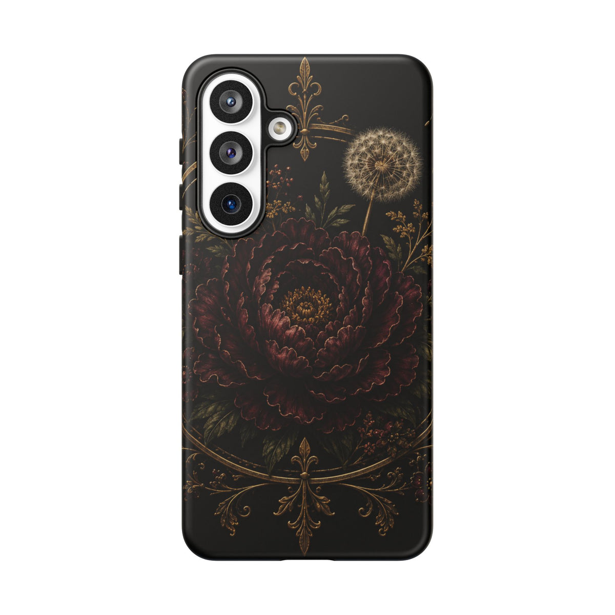 Midnight Garden Tough Case – Vintage Dark Floral Phone Case (Antique Dahlia & Dandelion)