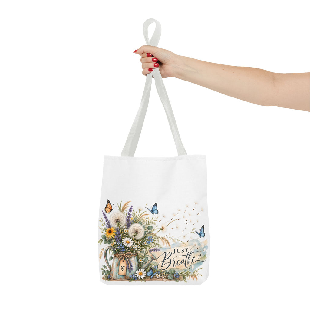 Just Breathe Floral Tote Bag — Butterfly Dandelion Garden AOP Tote