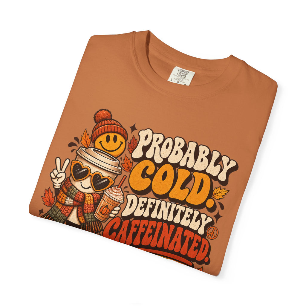 Fall Coffee Tee — "Probably Cold, Definitely Caffeinated, Emotionally Attached to Fall" T-Shirt