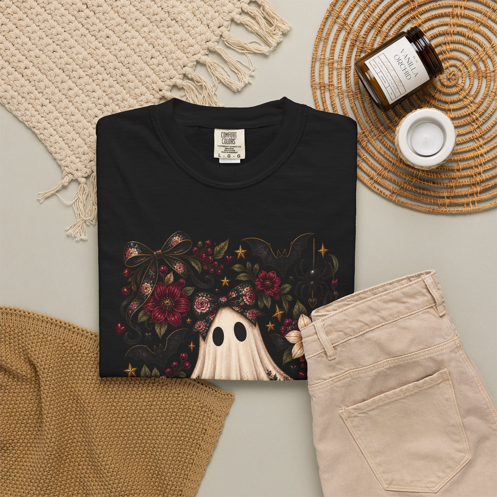 Vintage Floral Ghost T-Shirt — Cute Spooky Halloween Tee