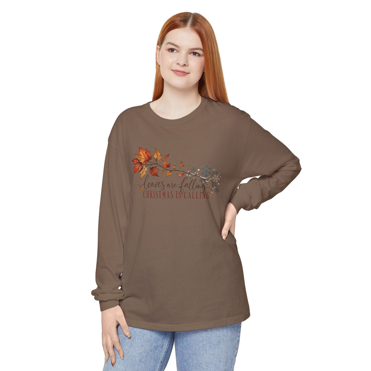 Leaves Are Falling Christmas Is Calling Long Sleeve T-Shirt
