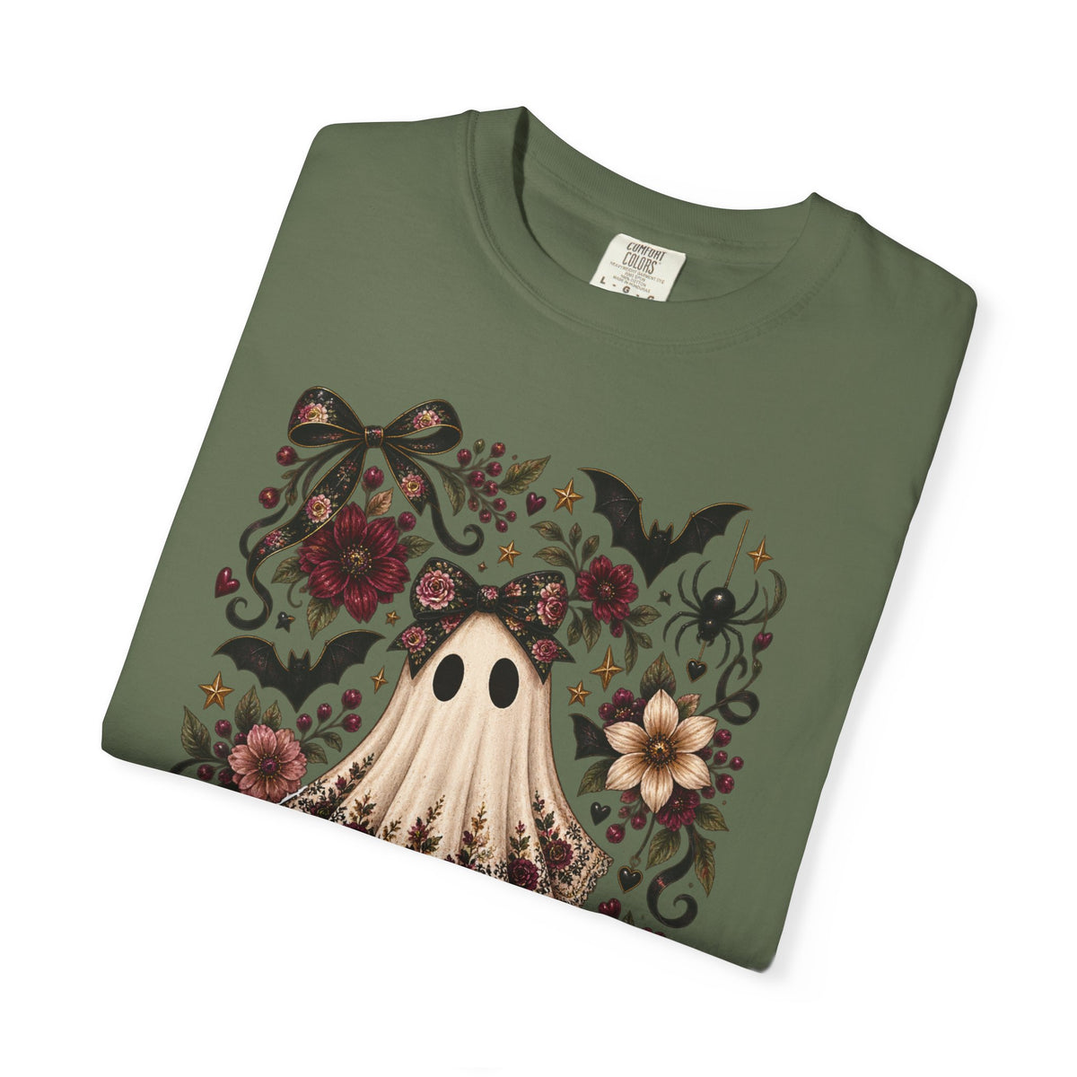 Vintage Floral Ghost T-Shirt — Cute Spooky Halloween Tee